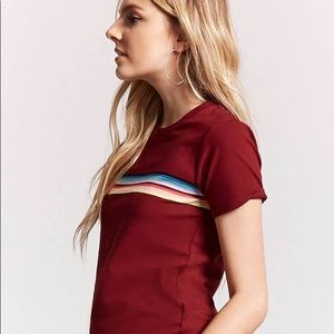 Rainbow striped shirt maroon